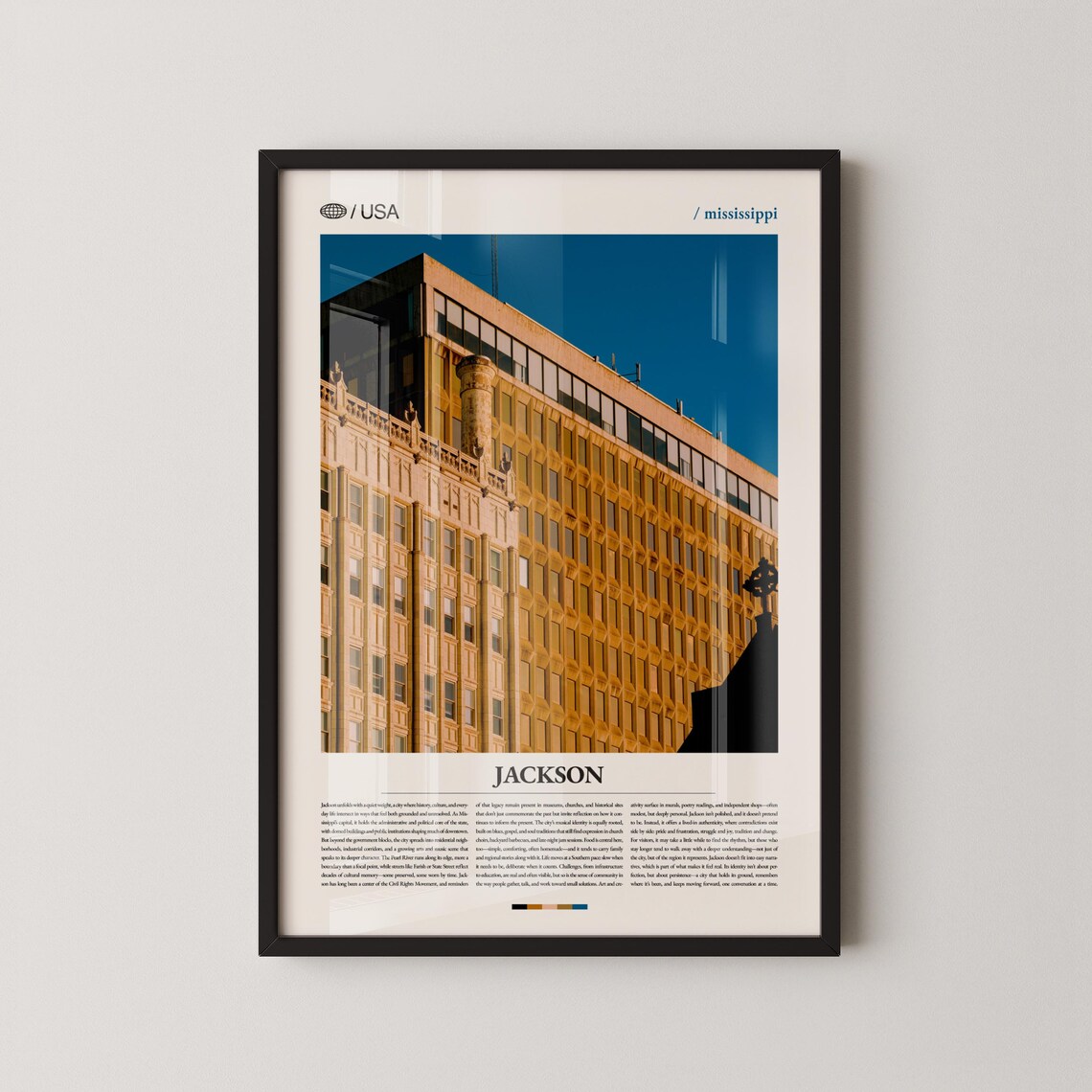Jackson Mississippi Historic Downtown Architecture Travel Poster