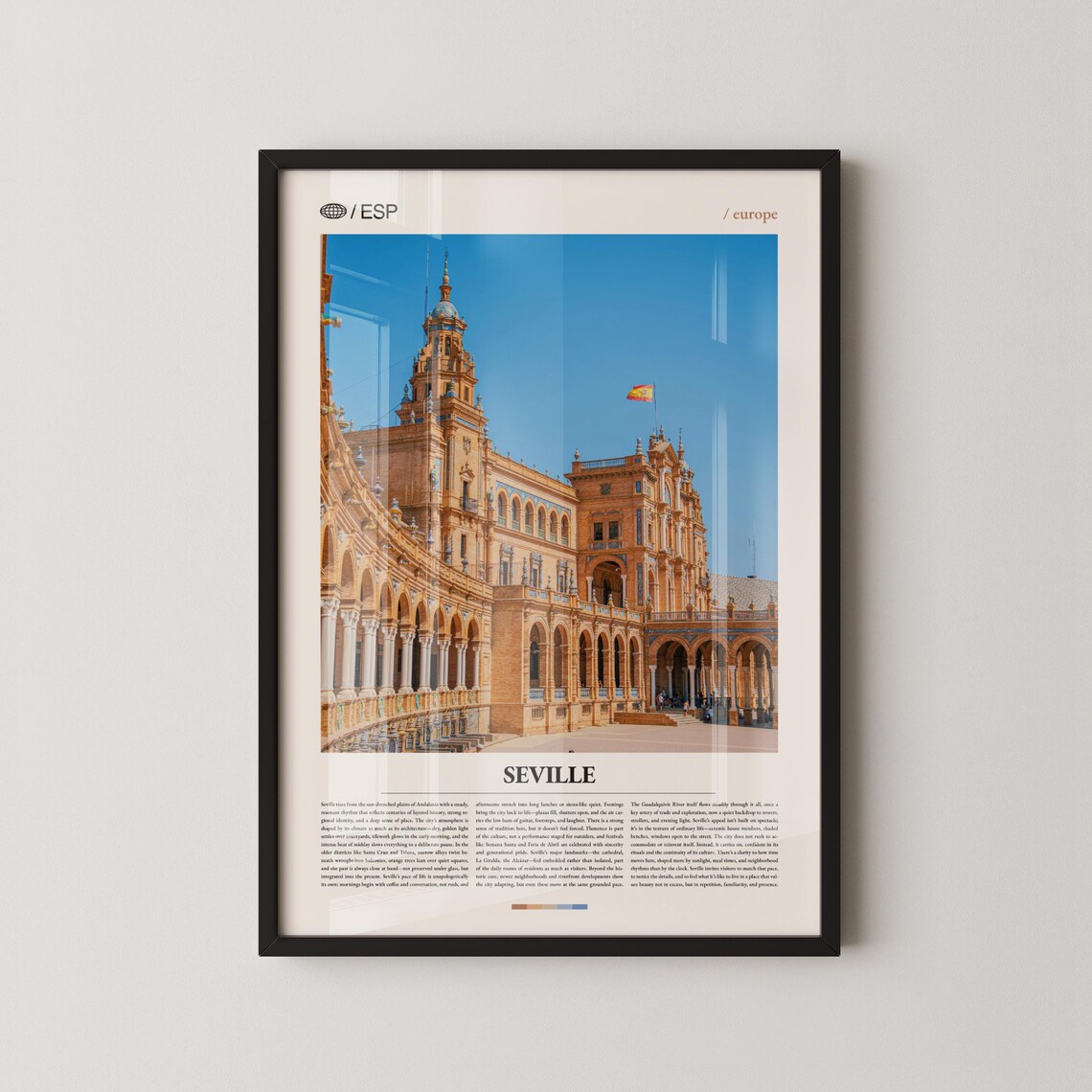 Seville Spain Travel Poster with Plaza de Espana Arches Architecture Photo