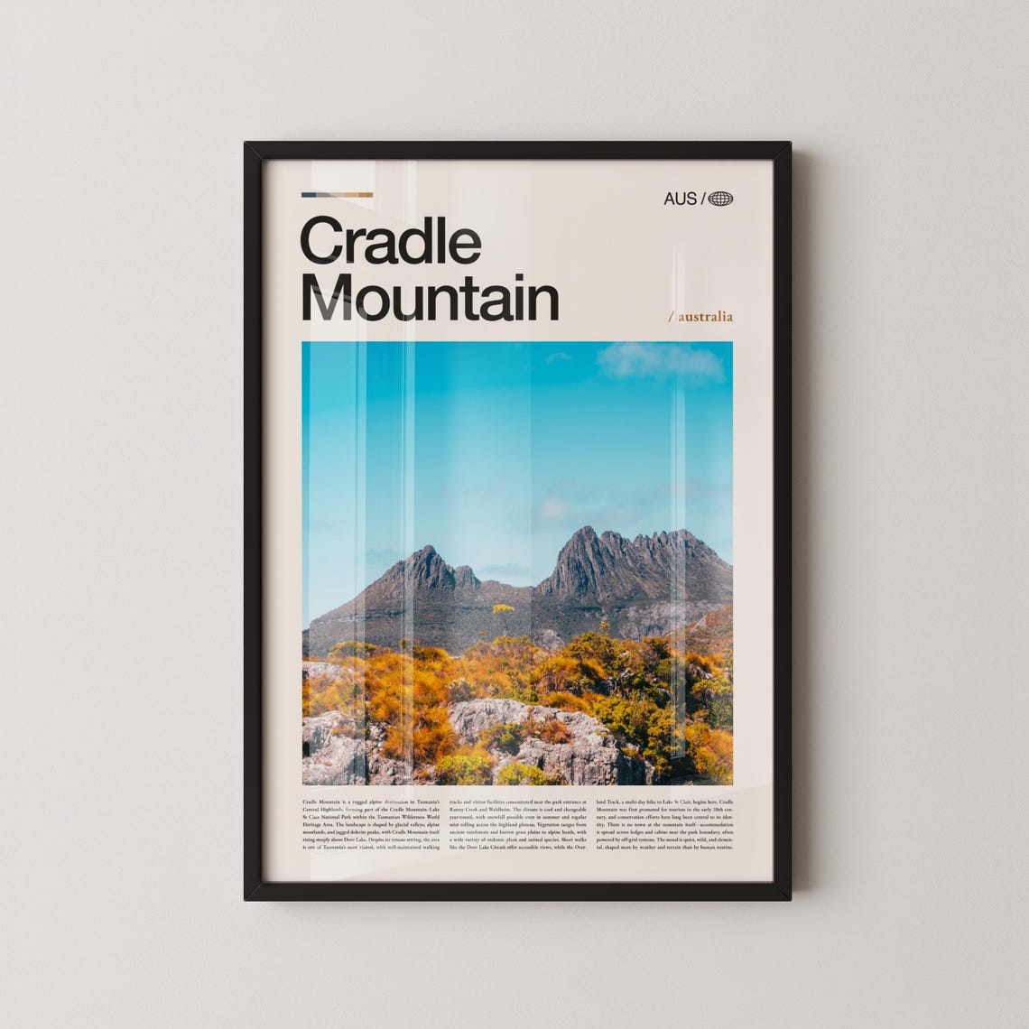 Cradle Mountain Tasmanian Wilderness Autumn Peaks Travel Poster