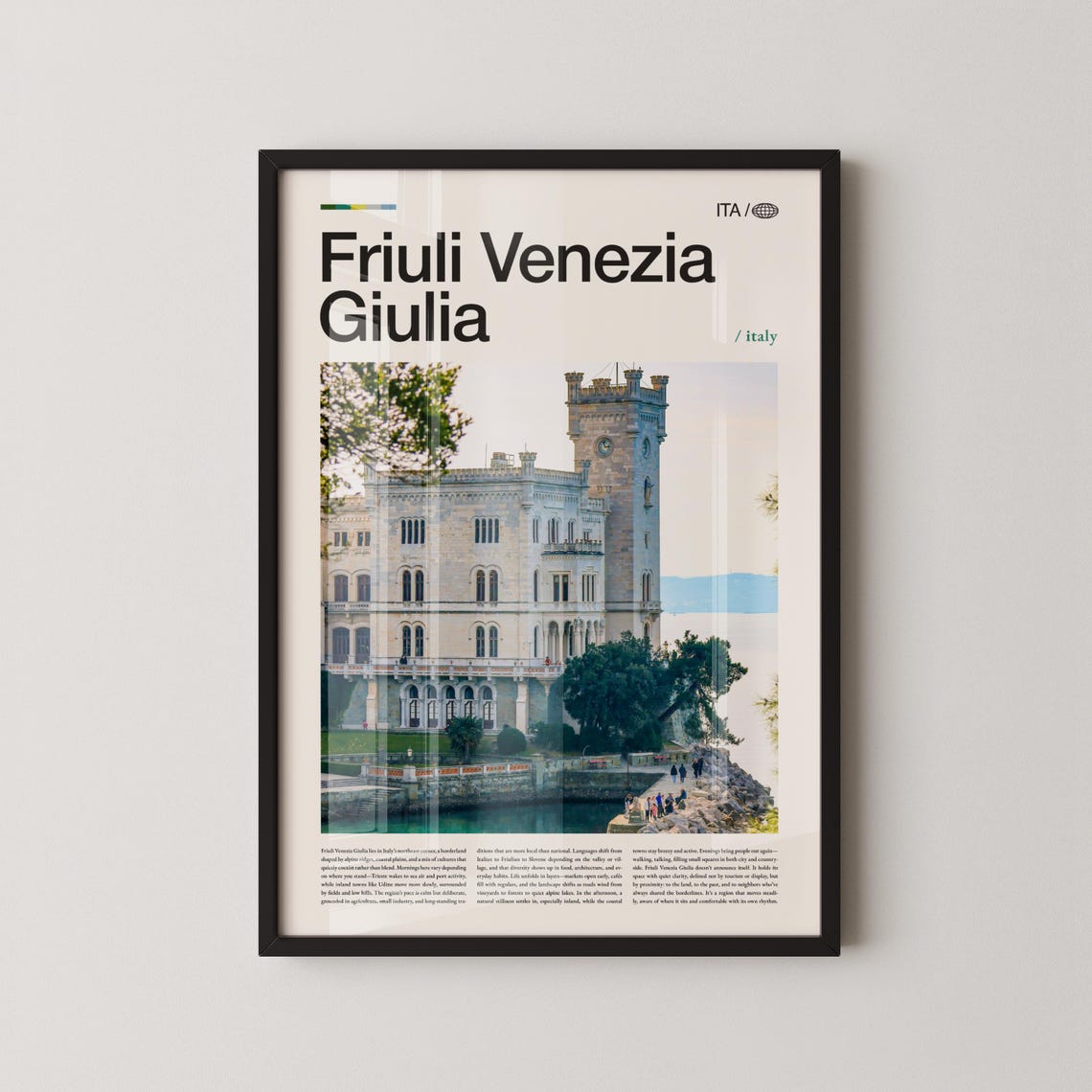 Friuli Venezia Giulia Miramare Castle Editorial Travel Poster