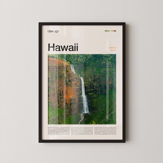 Hawaii Lush Waterfall Tropical Rainforest Photography Poster