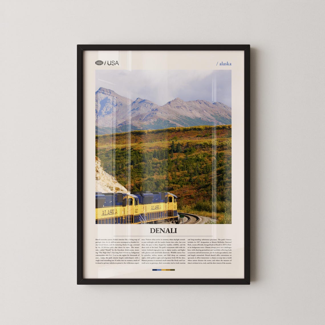 Denali Alaska Railroad Train Mountain Editorial Photo Poster