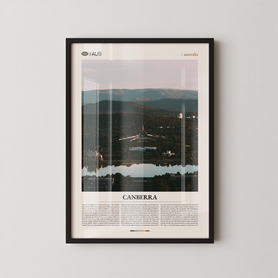 Canberra City Parliament House Lake Burley Griffin View Travel Poster