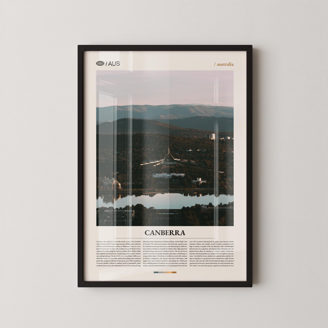 Canberra City Parliament House Lake Burley Griffin View Travel Poster