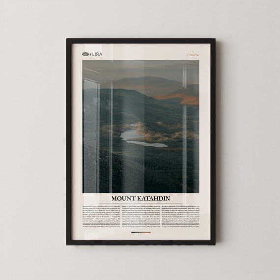Mount Katahdin Maine Wilderness Summit Lakes Scenic View Poster
