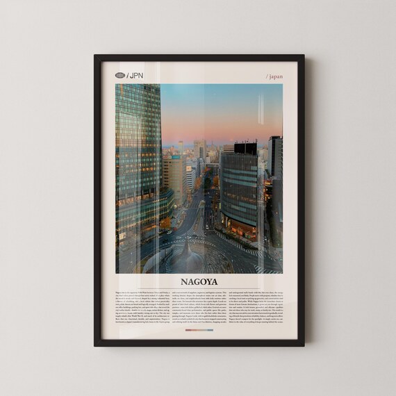 Nagoya Japan Dusk Avenue Skyline Cityscape Evening Travel Poster