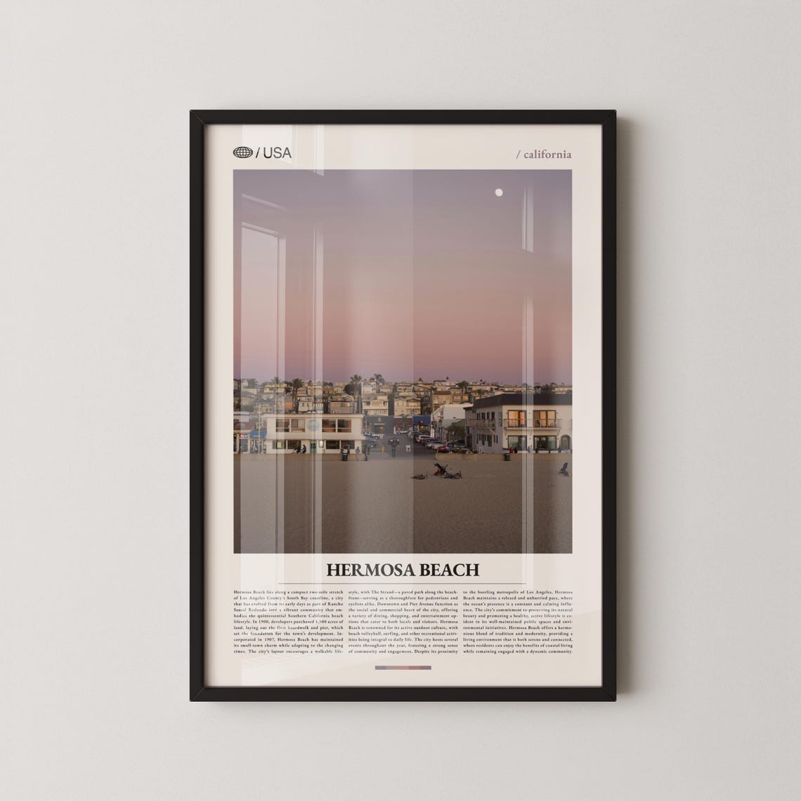 Hermosa Beach California Beach Town Sunset Photo Travel Poster