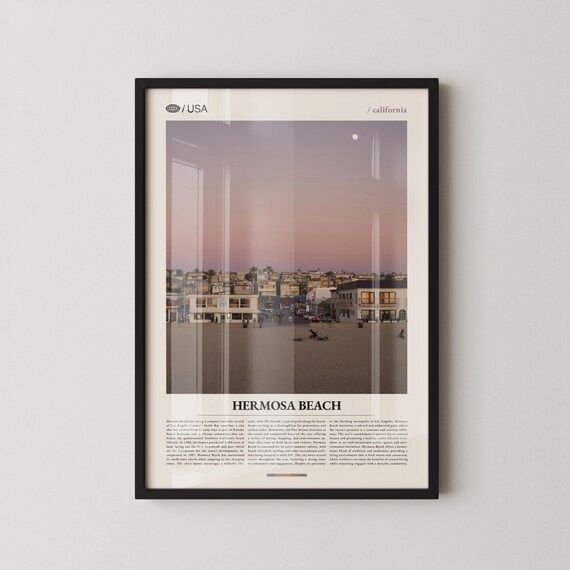 Hermosa Beach California Beach Town Sunset Photo Travel Poster