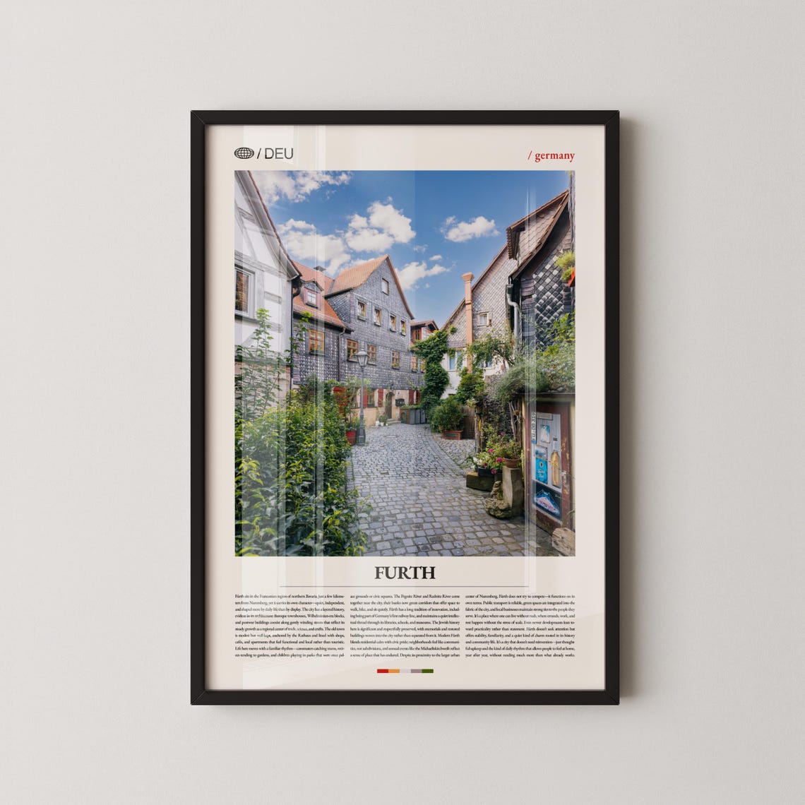 Furth Germany Old Town Cobblestone Street Travel Photo Poster