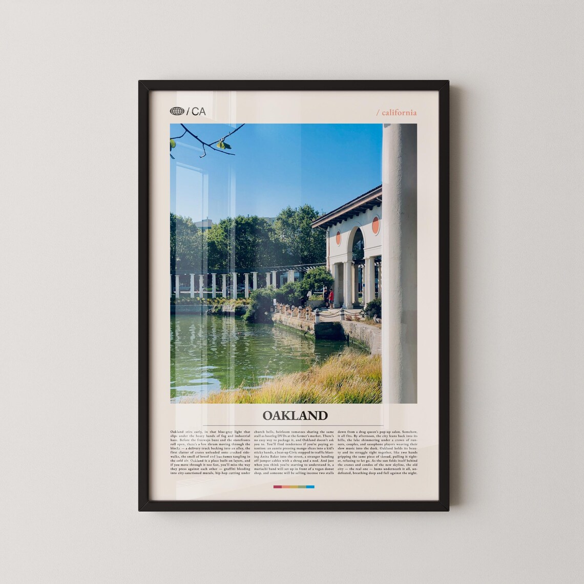 Oakland Lake Merritt Columns Bright Blue Sky Photo Travel Poster