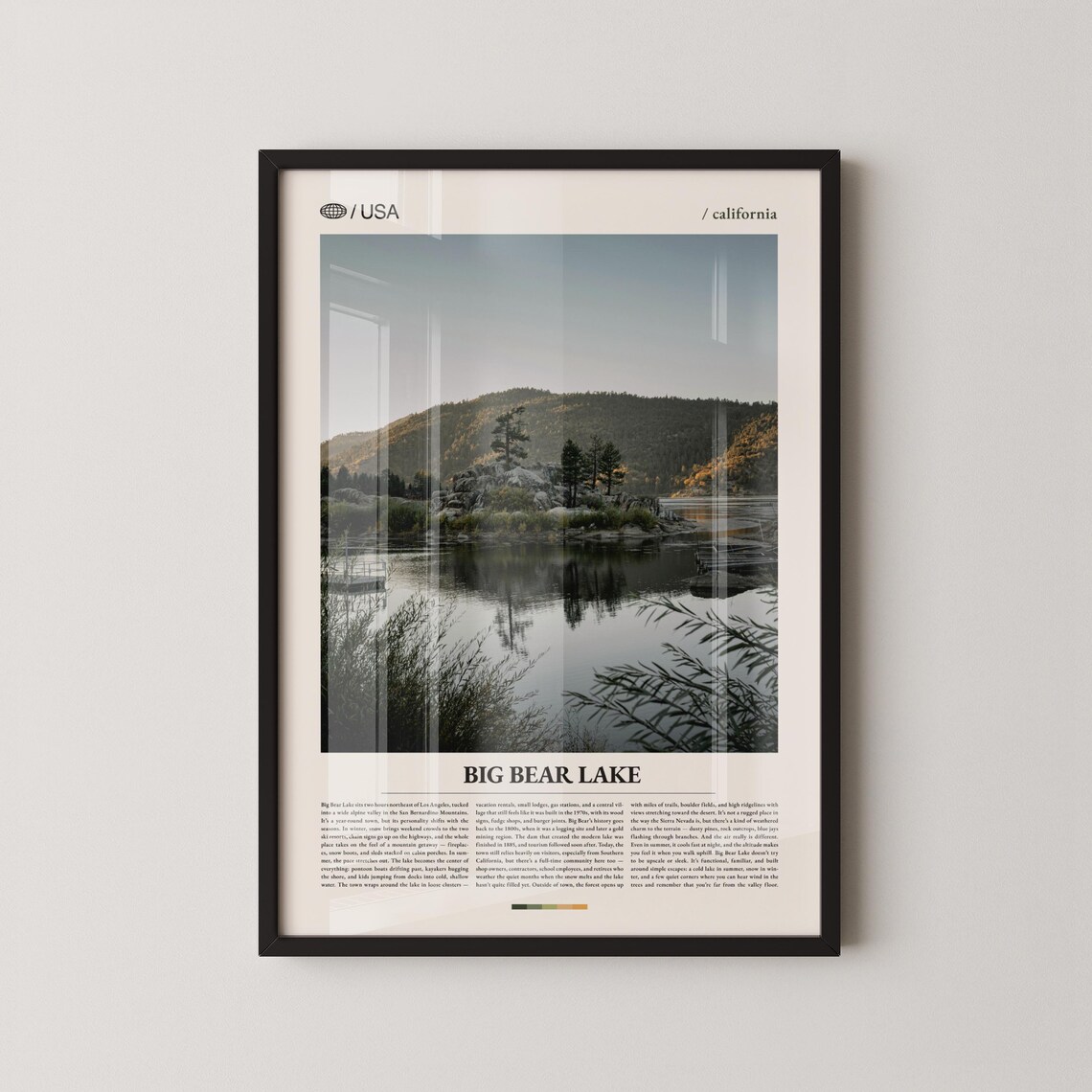 Big Bear Lake Rocky Shoreline Mountain Reflection Photo Travel Poster
