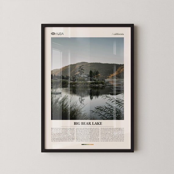 Big Bear Lake Print Wall Art Poster Photo Mountain Resort Boulder Bay