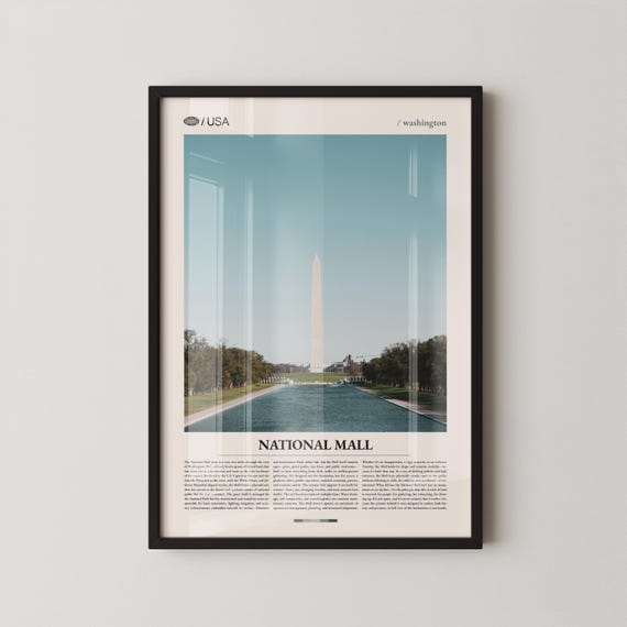 National Mall Print Washington Dc Wall Art Landmark Poster Monument Landscape Photo Historic City Decor
