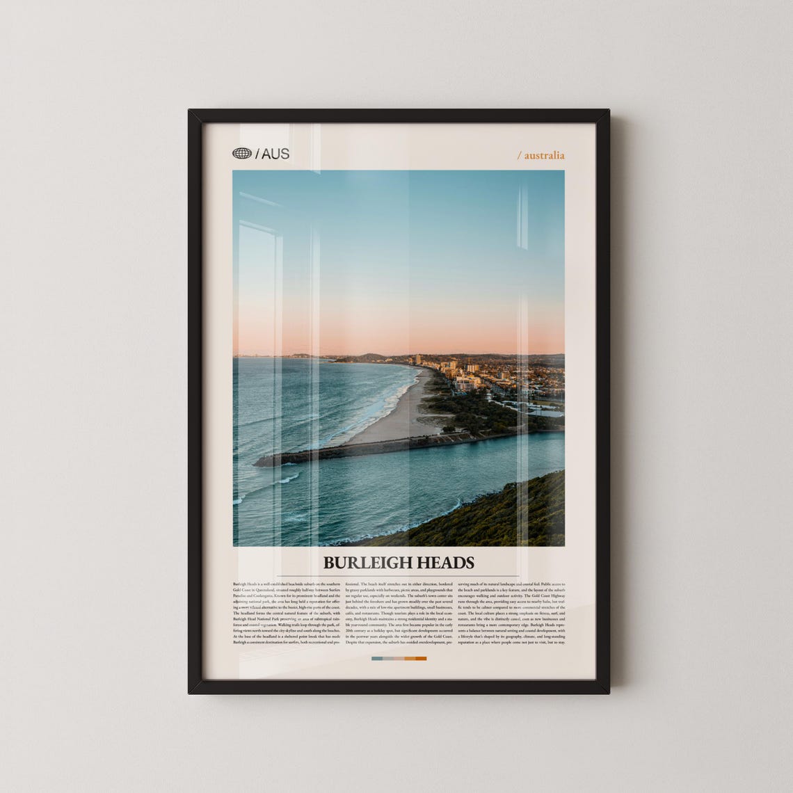 Burleigh Heads Australia Sunset Coastline Surf Photography Poster
