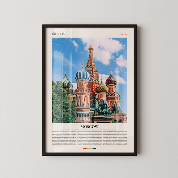 St Basils Cathedral Moscow Russia Colorful Domes Travel Poster