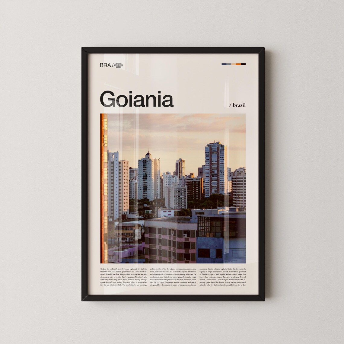 Goiania Brazil Golden Sunset Skyline Editorial City Travel Poster
