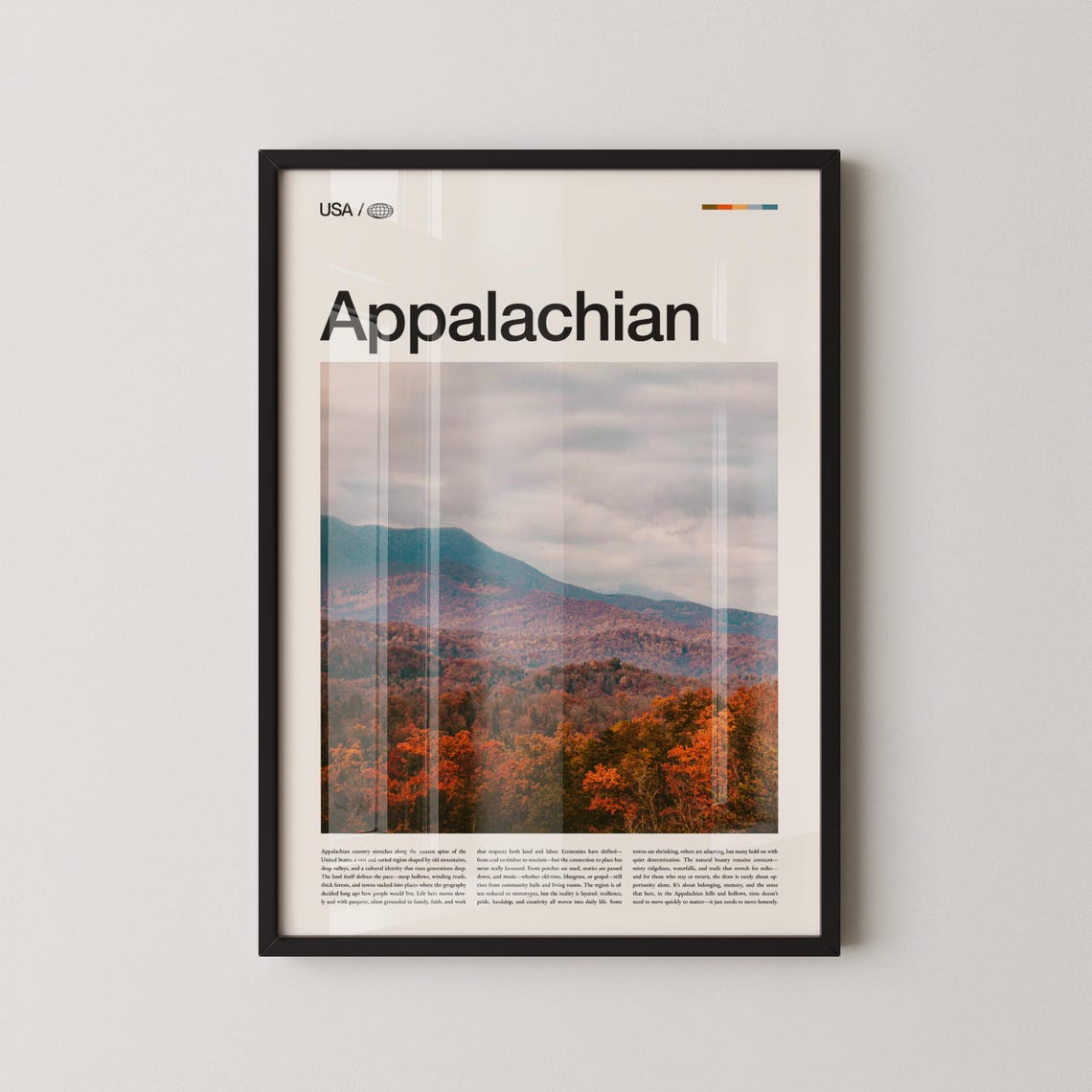 Appalachian Mountains Misty Ridges Blue Dusk Typography Poster