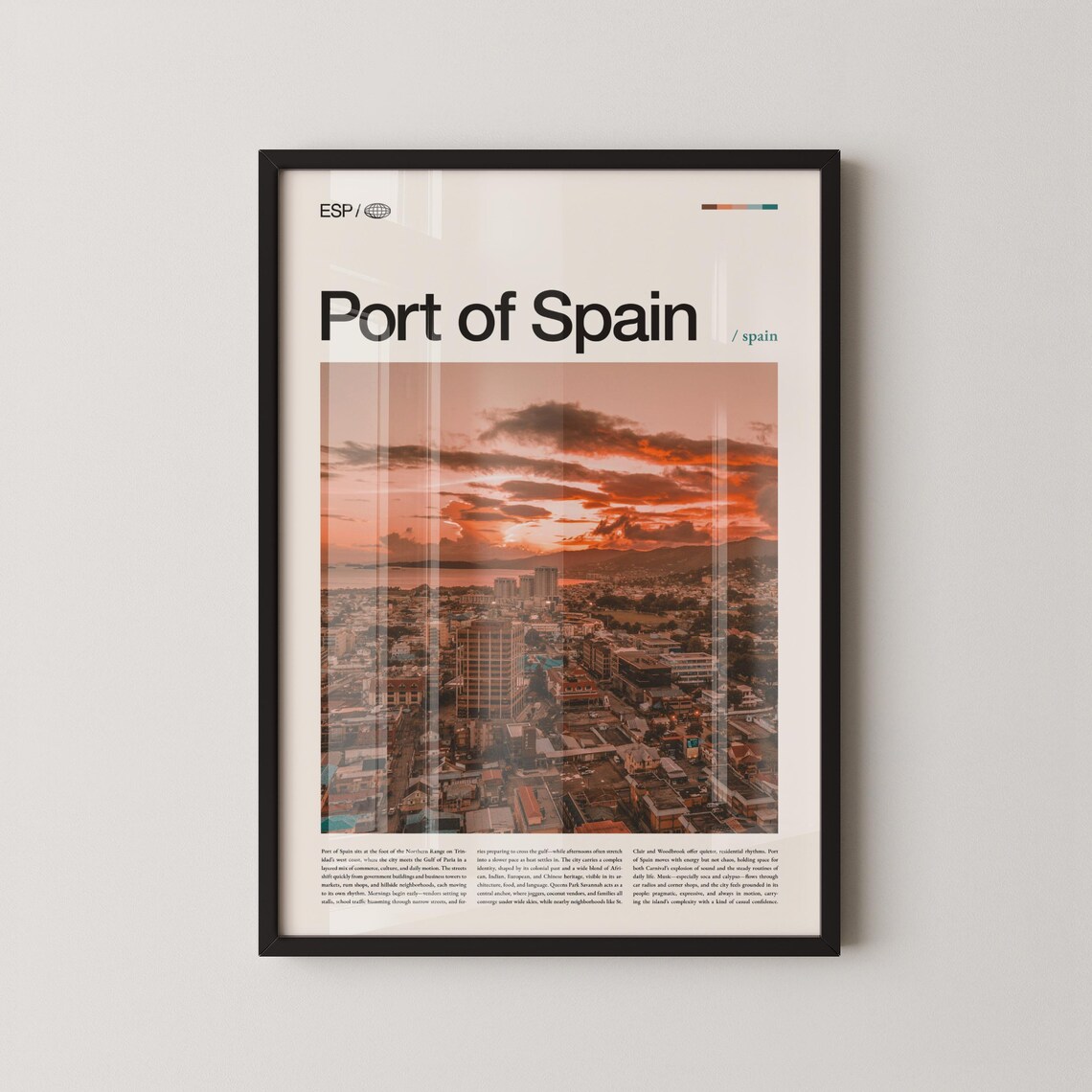 Port Of Spain Trinidad Wall Art Tropical Cityscape And Waterfront Print Poster Caribbean Photography Island Nation Decor