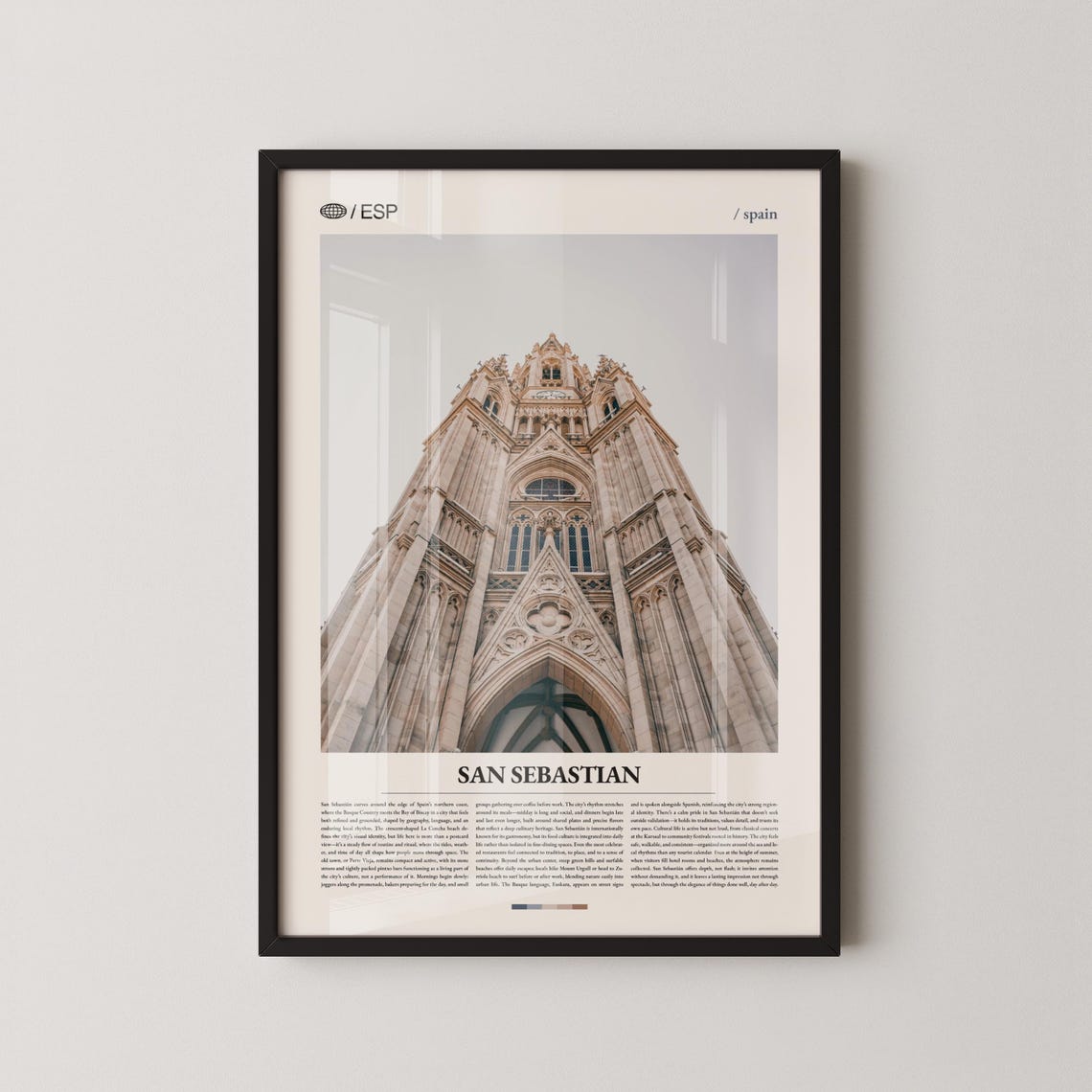 San Sebastian Cathedral Tower Basque Spain City Travel Poster
