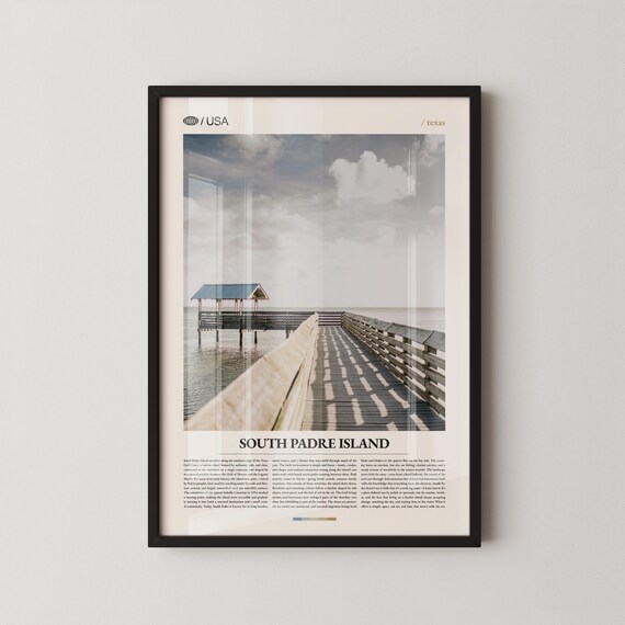 South Padre Island Texas Wooden Pier Ocean Horizontal Travel Poster