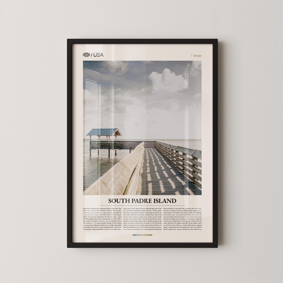 South Padre Island Texas Wooden Pier Ocean Horizontal Travel Poster
