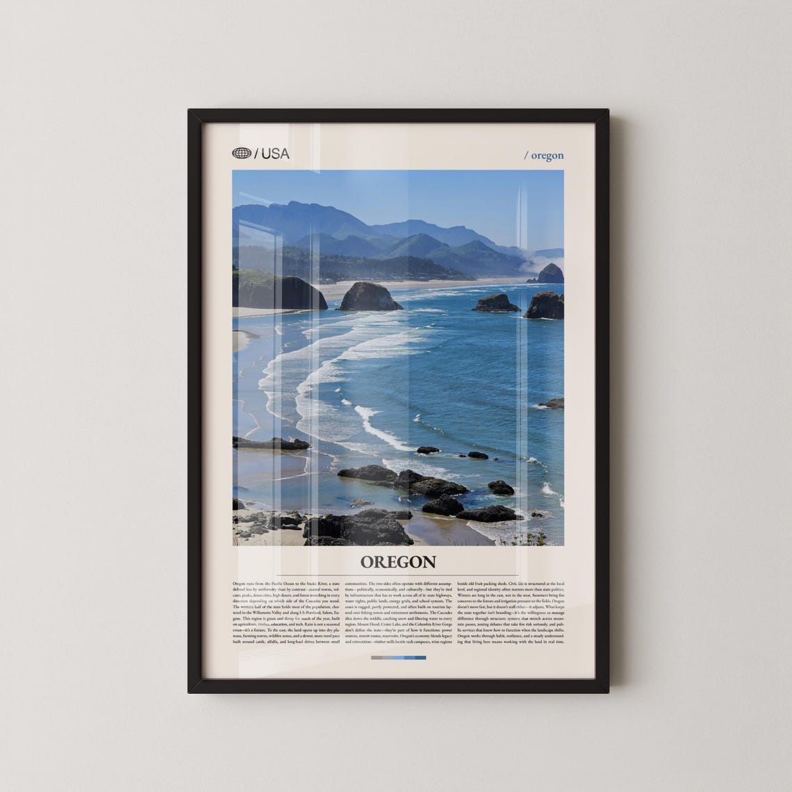 Oregon Sea Stacks Over Sandy Beach Aerial Ocean Coast Travel Poster