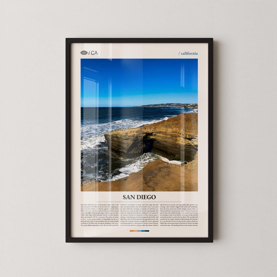 San Diego California Ocean Waves Crashing Sandstone Cliffs Photo Poster