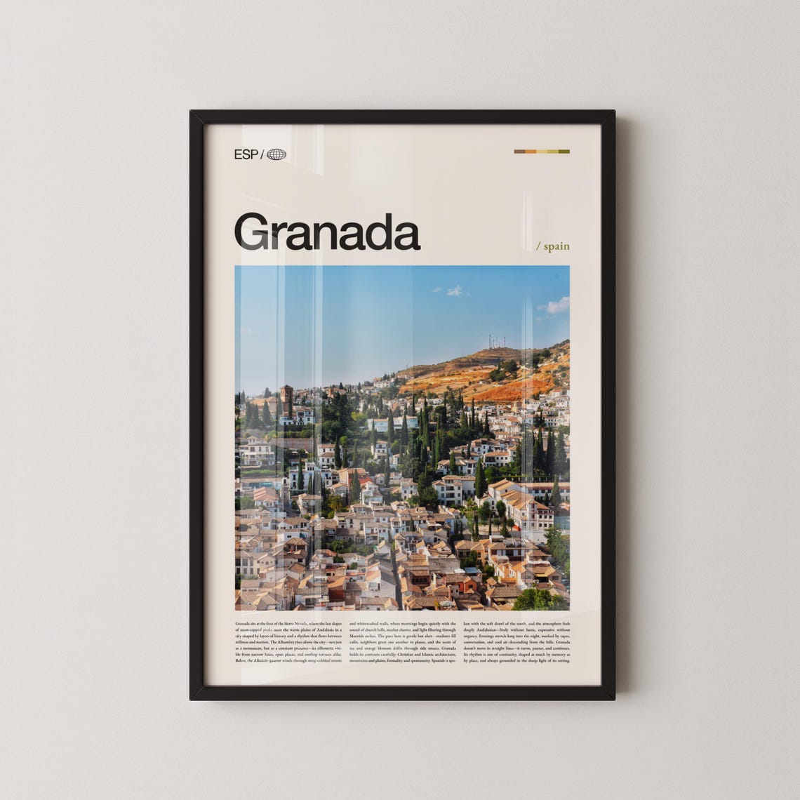 Granada Albaicin Old Town Bold Headline Layout Spain Travel Poster