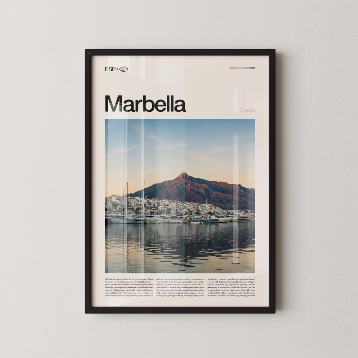 Marbella Spain Marina Mountain Waterfront Photo Travel Poster Upper Title