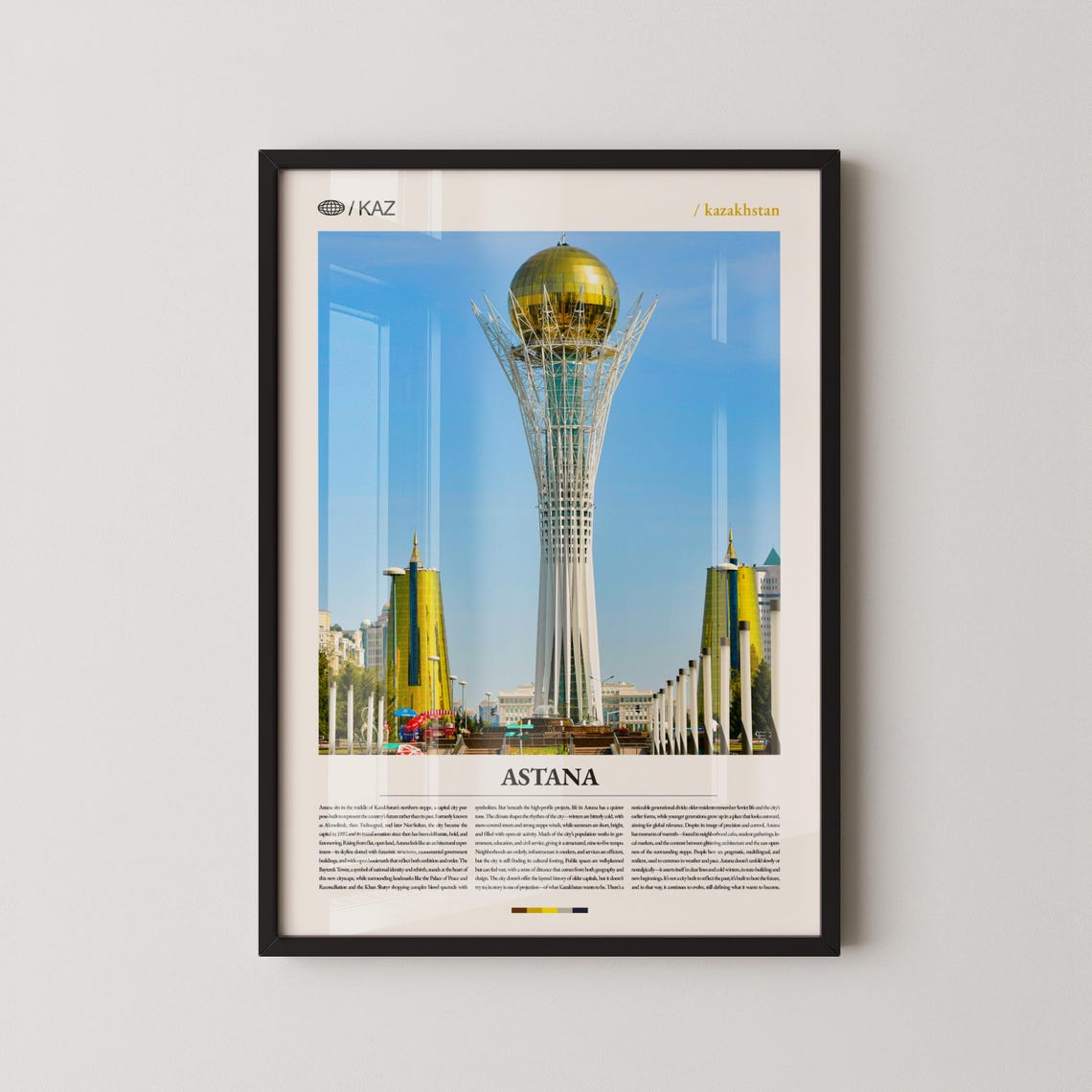 Astana Kazakhstan Bayterek Tower Golden Modern Cityscape Poster