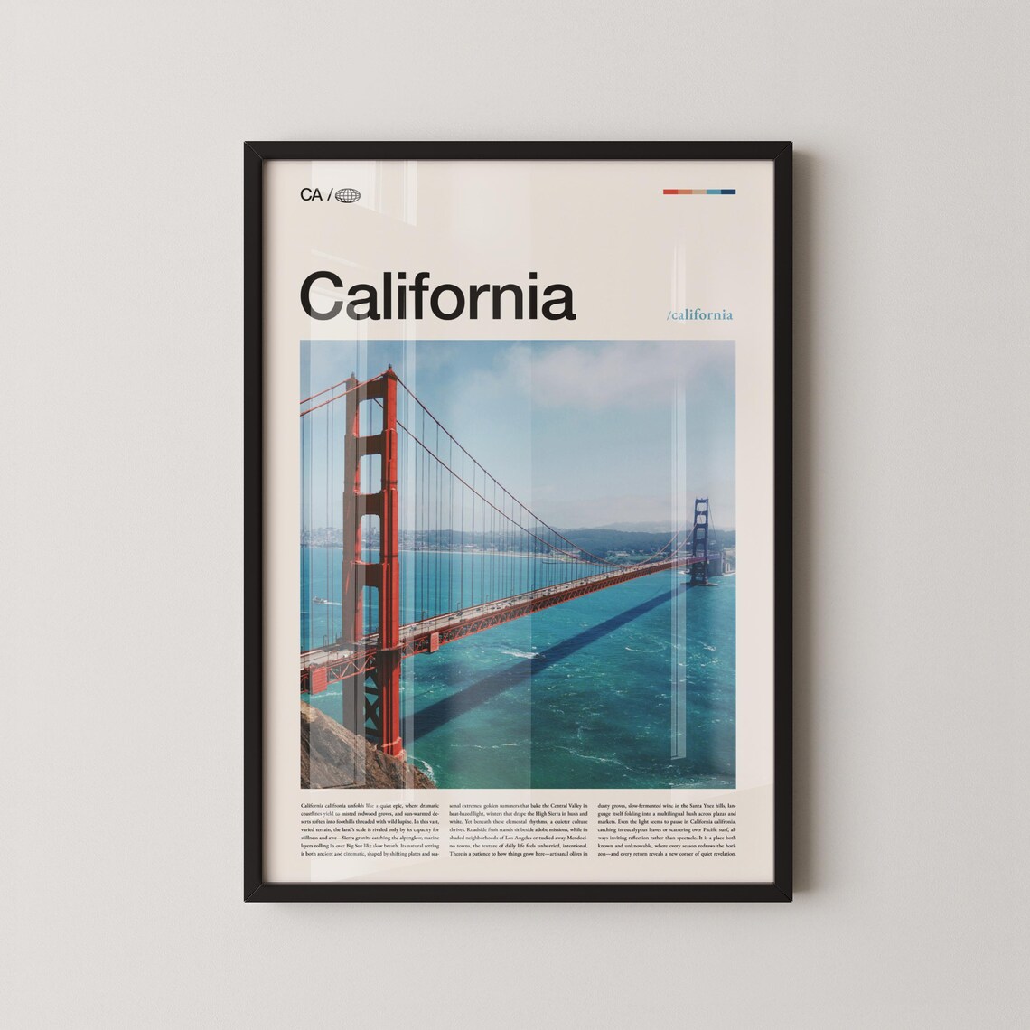 California Golden Gate Bridge Ocean View Photo Travel Poster