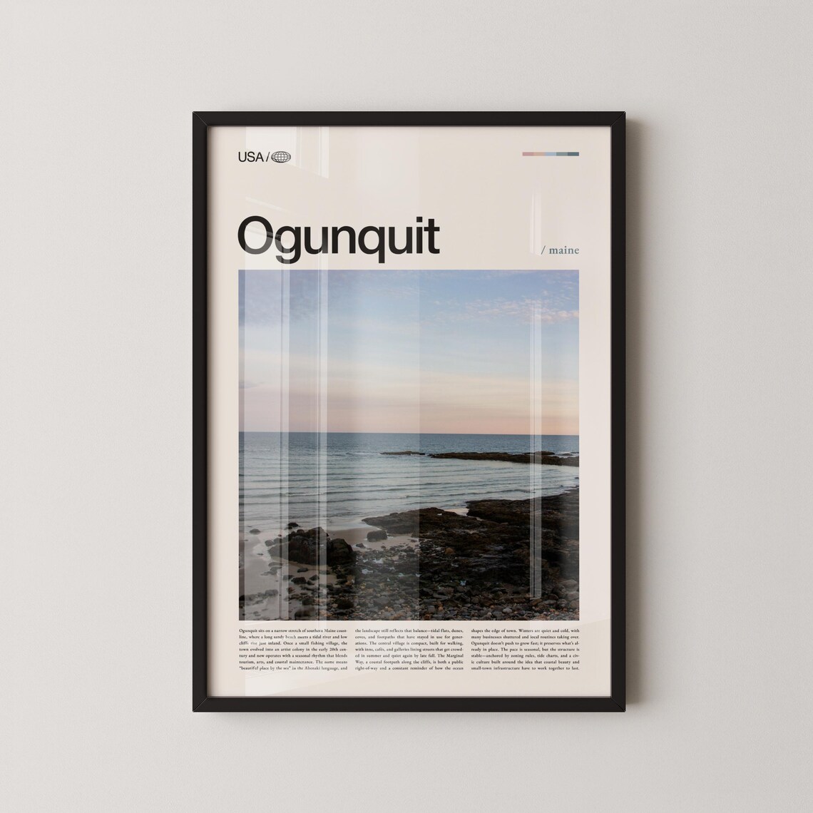 Ogunquit Maine Rocky Shoreline Dusk Photo Editorial Travel Poster