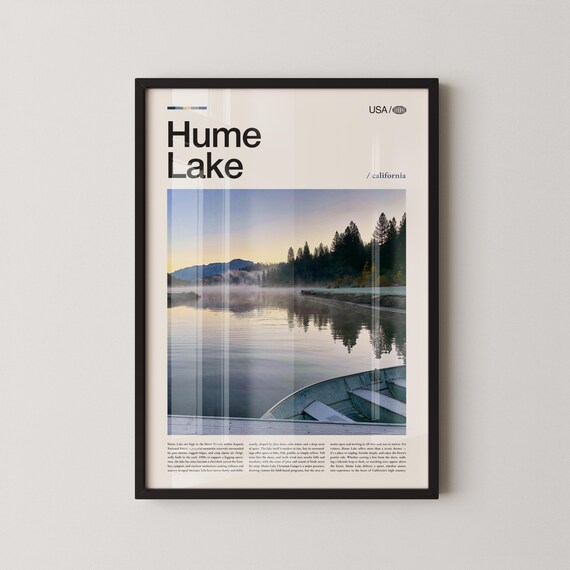 Hume Lake California Dawn Lake Reflection Modern Travel Poster