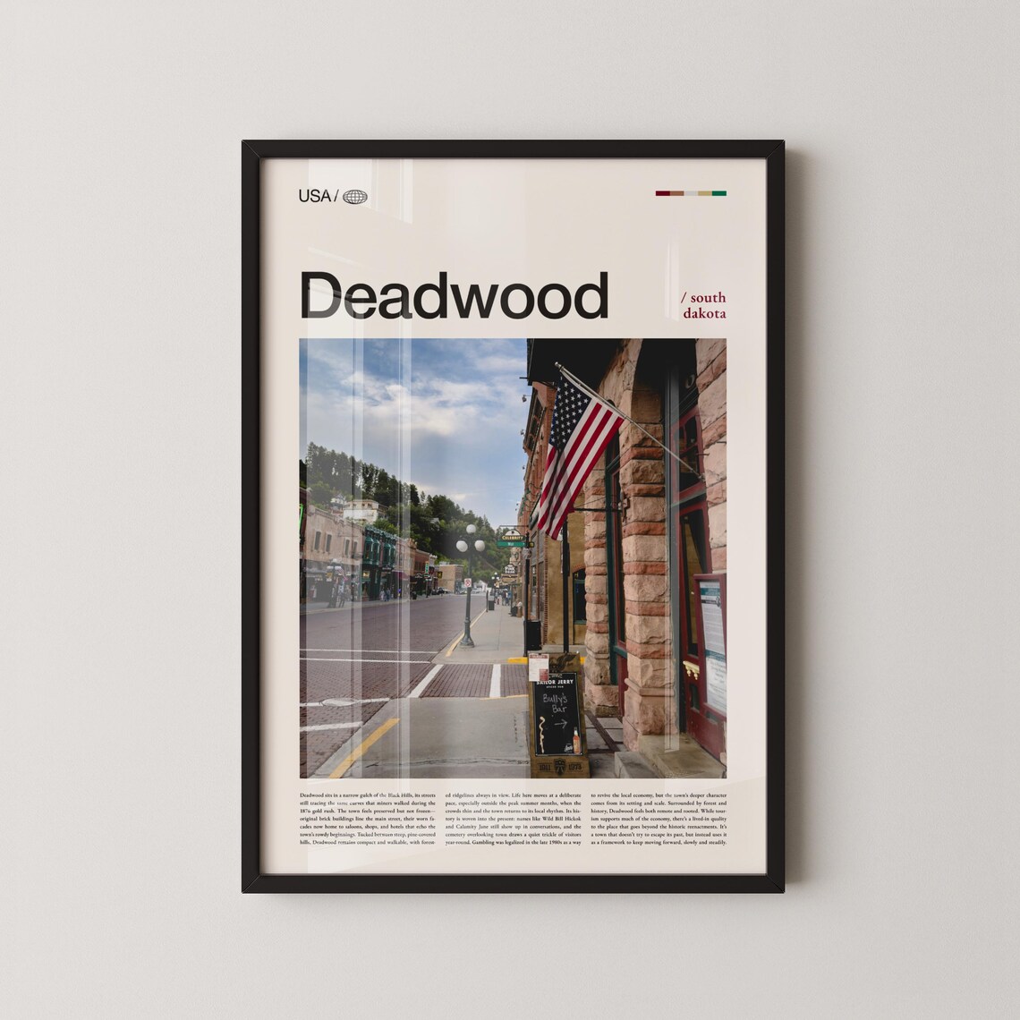 Deadwood South Dakota Historic Main Street Editorial Travel Poster