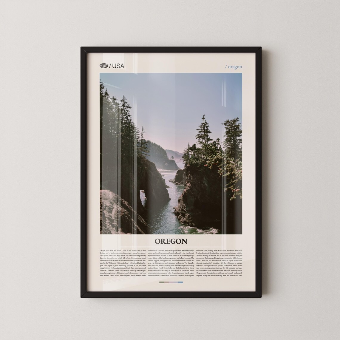 Oregon Coastal Cove Forest Cliffs USA Photo Modern Travel Poster