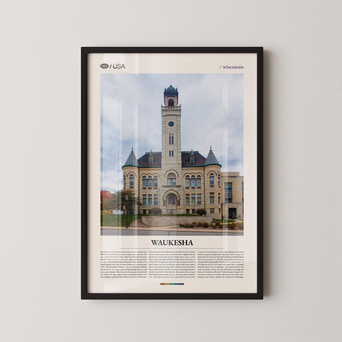 Waukesha Wisconsin Historic Stone Courthouse Photo Travel Poster