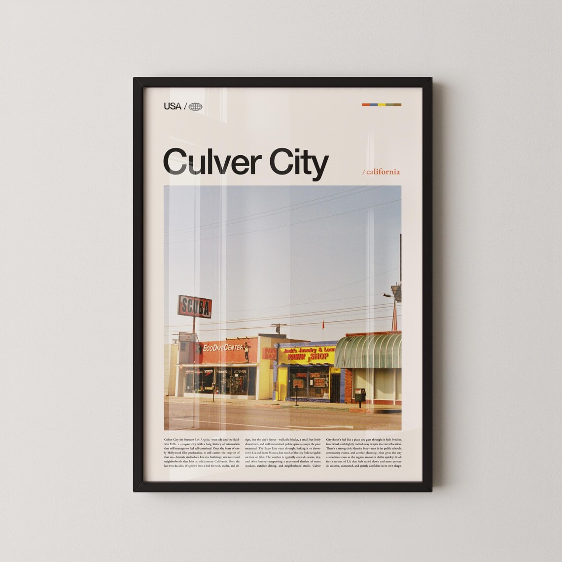 Culver City California Retro Storefront Street Scene Photo Poster