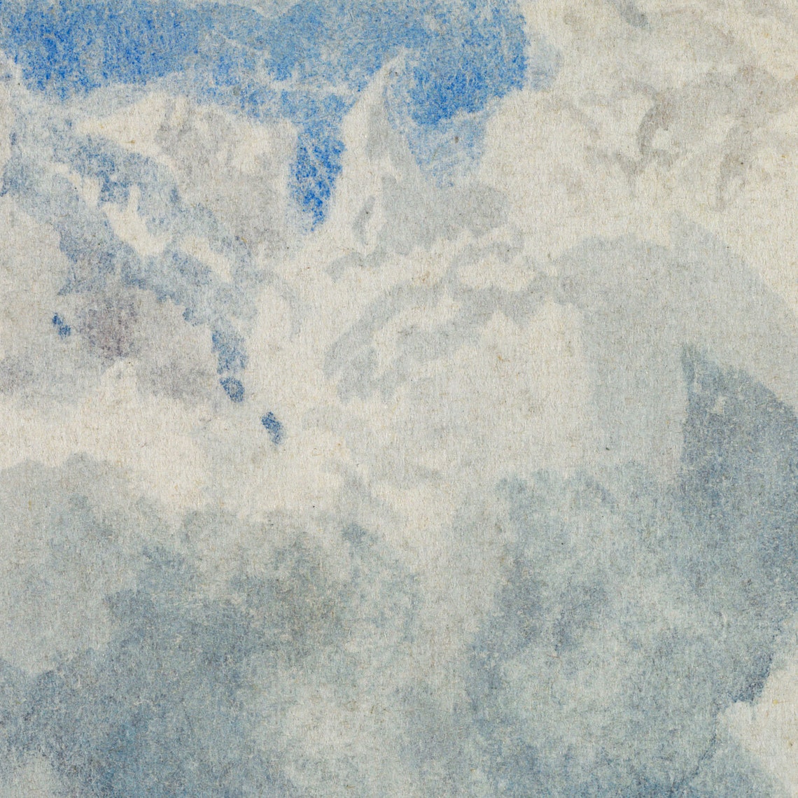 White Cumulus Cloud Watercolor Study Serene Sky Wall Art Print - Image 2