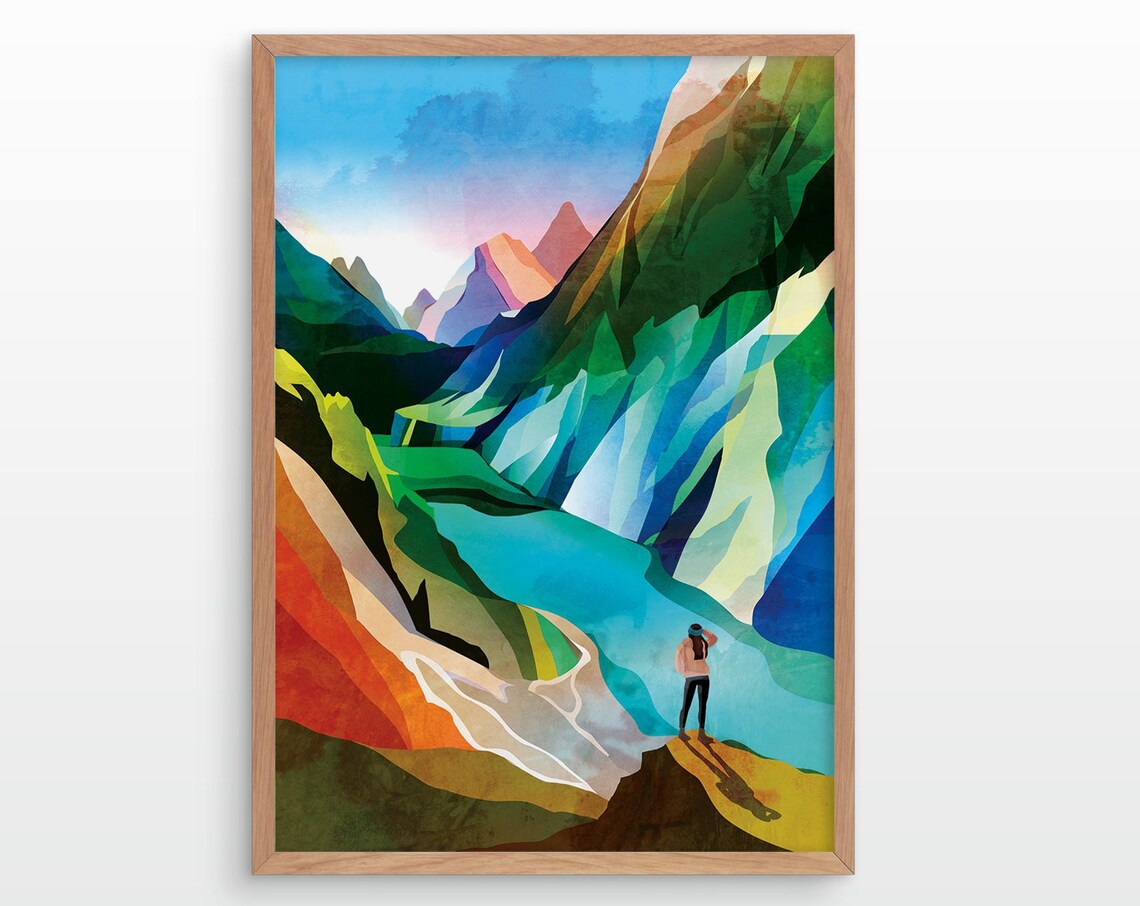 Hiking Girl Fine Art Print, Home Office Decor