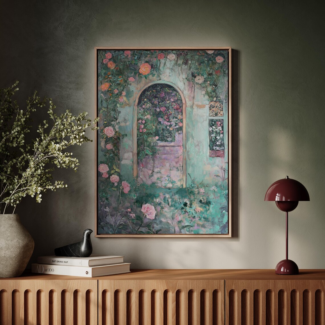 Rose Covered Garden Archway in Impressionist Floral Style Poster - Image 4
