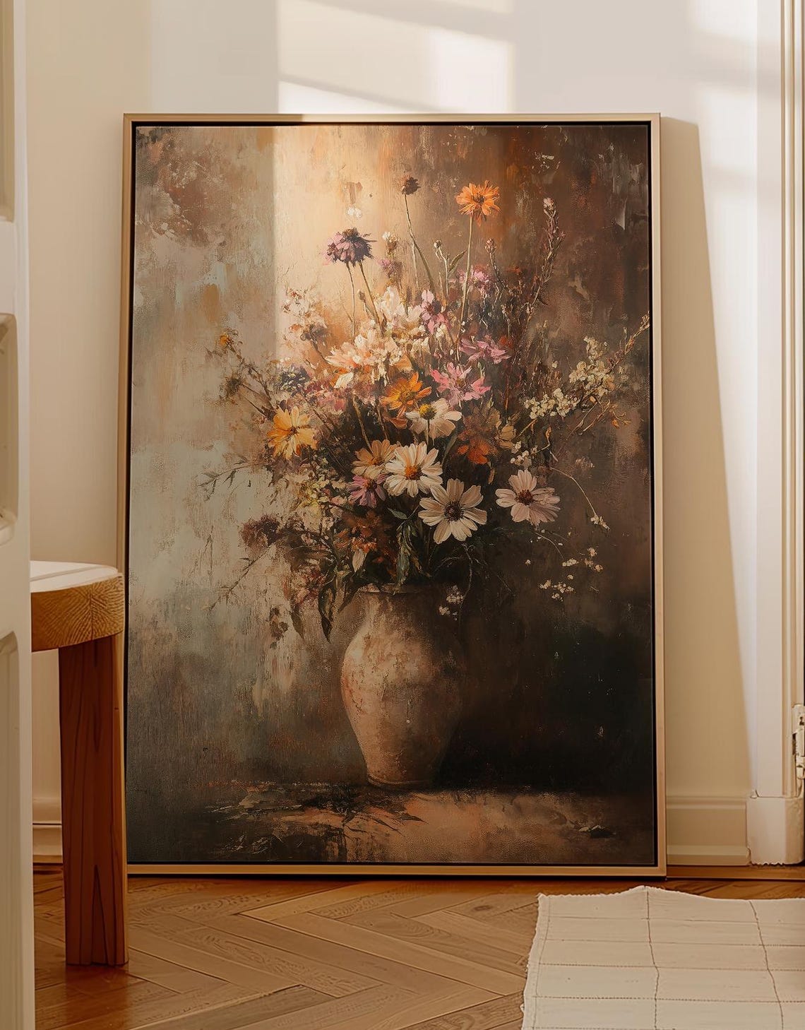 Moody Wildflower Bouquet in a Rustic Vase Still Life Scene Poster - Image 5