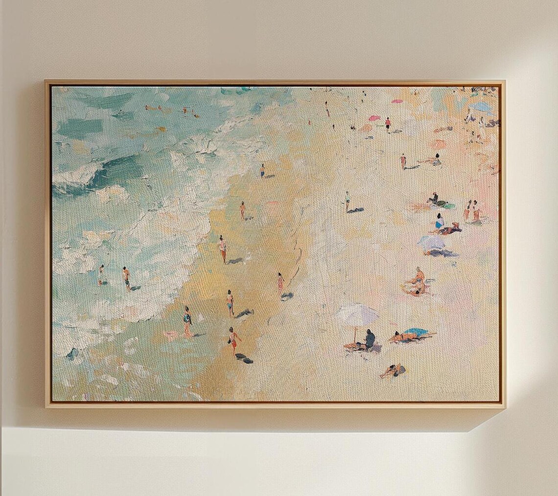 Dreamy Aerial Pastel Beach Shoreline Summer Coastal Art Poster - Image 5