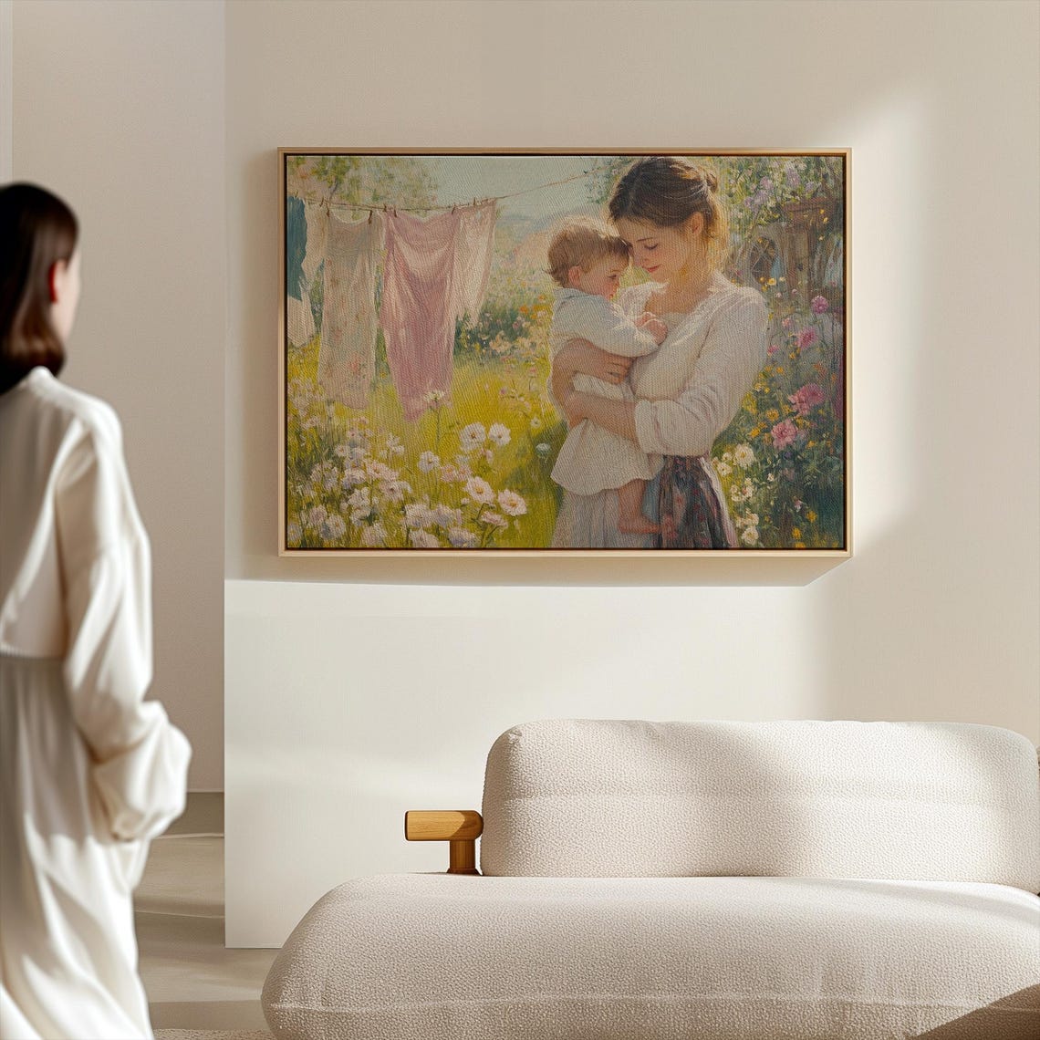 Mother And Child Painting Nature And Family Wall Art Motherhood Wall Decor Spring Garden Art Peaceful Scenery Art Family Love Art - Image 4