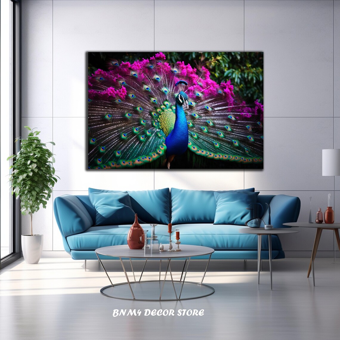 Peacock and Nature Wall Art Print, Animal Decor