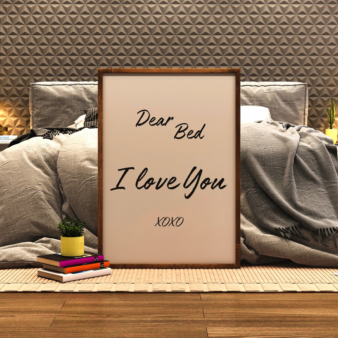 Dear Bed I Love You XOXO Script Typography Bedroom Decor Poster - Image 6