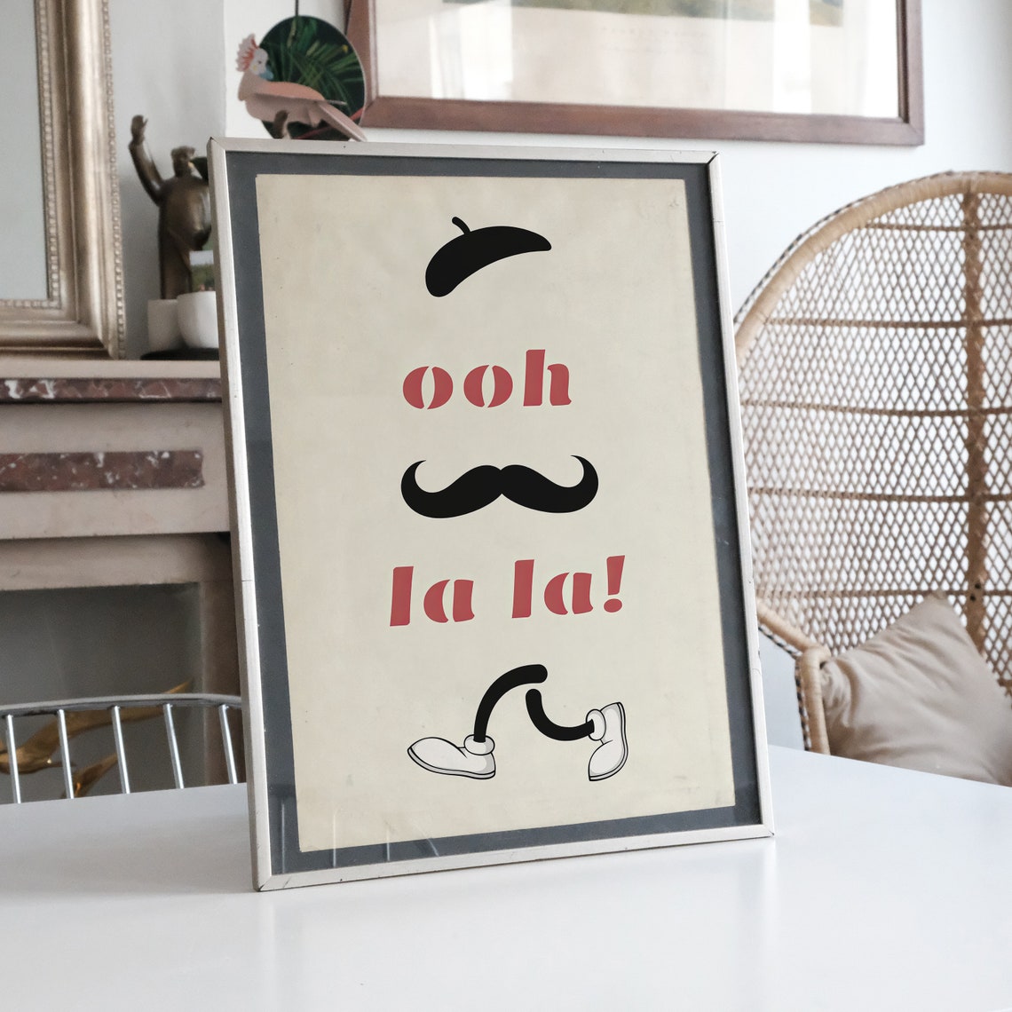 Ooh La La Print Mid Century Modern Wall Art Hand Drawn Print Oh La La Typography Art French Quote Print French Love Quote French Print - Image 2