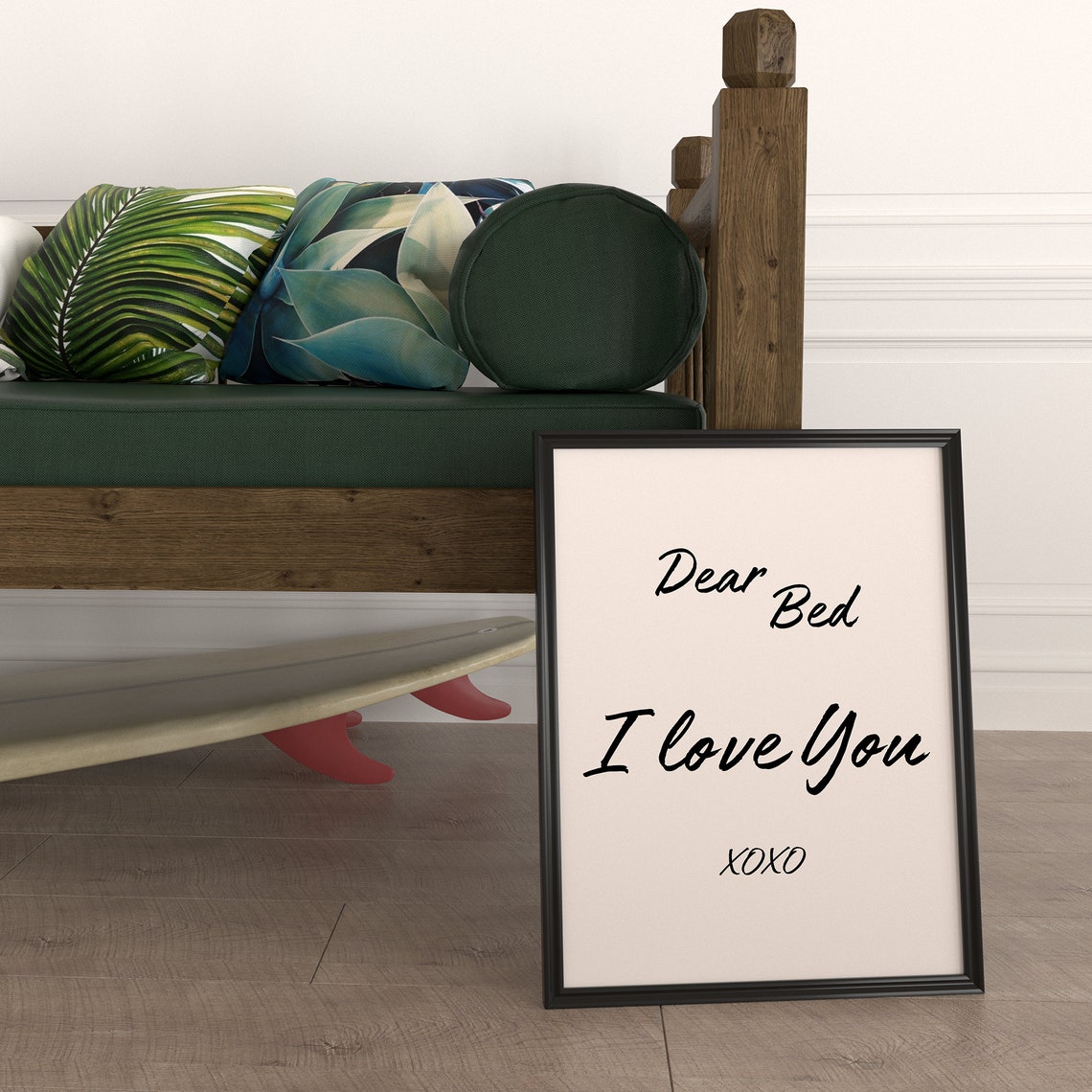 Dear Bed I Love You XOXO Script Typography Bedroom Decor Poster - Image 3