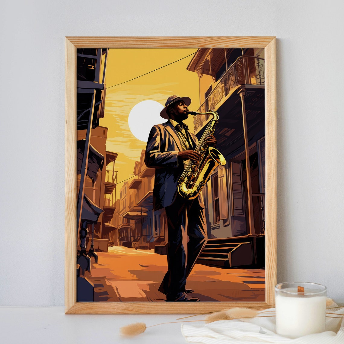 Vintage Saxophone Poster Retro Music Decor Jazz Poster Jazz Artist New Orleans Poster Jazz Musician Poster Street Musician Poster - Image 2