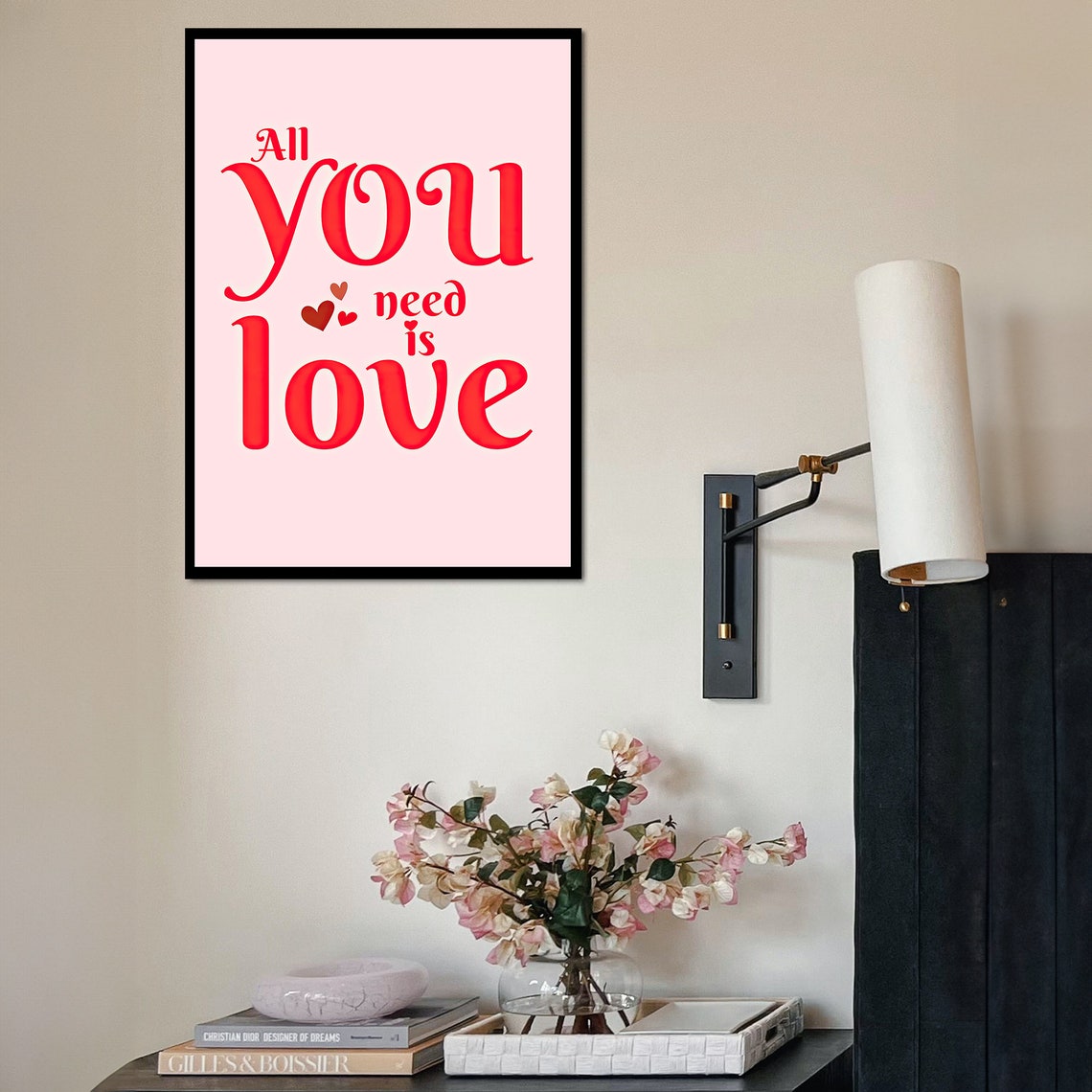 All You Need Is Love Red Typography Pink Background Art Poster - Image 5
