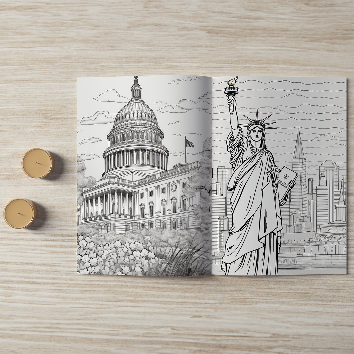 United States Landmarks 15 Coloring Pages Landmark Art Poster - Image 5
